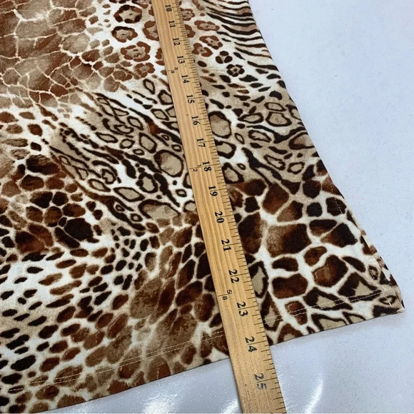 Chicos Travelers 0 Top Woman Small  Slinky Knit Brown Animal Print 3/4 Sleeve - Picture 10 of 11
